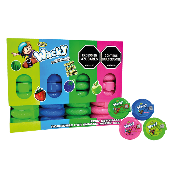 ROLLO CHICLE WACKY SURTIDO x 540 G